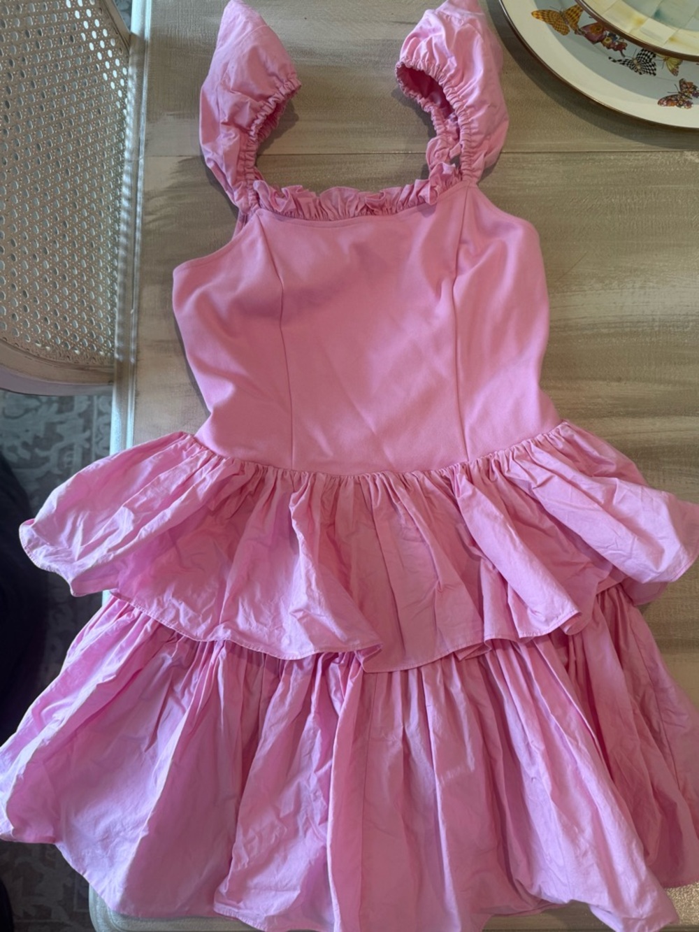 Pink Ruffled Tiered Girls' Costume Dress